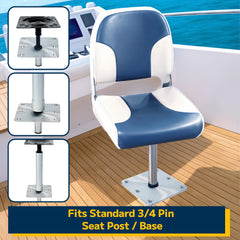 marinexplore base plate installed under a boat seat in cockpit improving stability and comfort while underway
