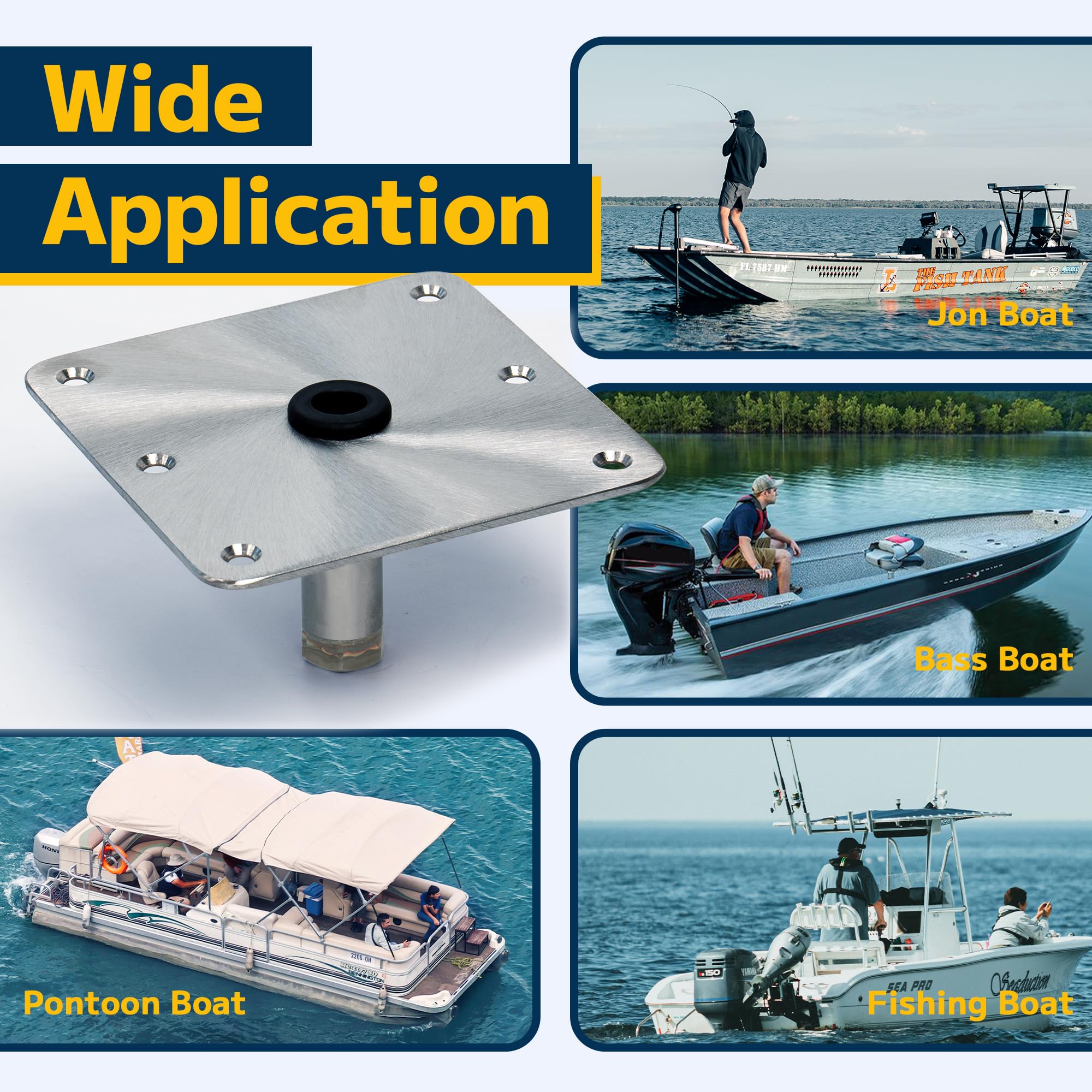 marinexplore base plate beside a ruler showing 7x7 size for accurate scale and installation planning
