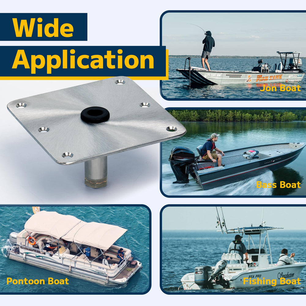 marinexplore base plate beside a ruler showing 7x7 size for accurate scale and installation planning