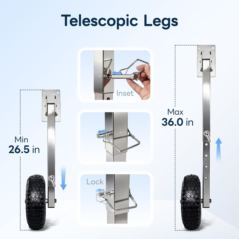marinexplore telescopic leg close-up showing measurement range and sturdiness