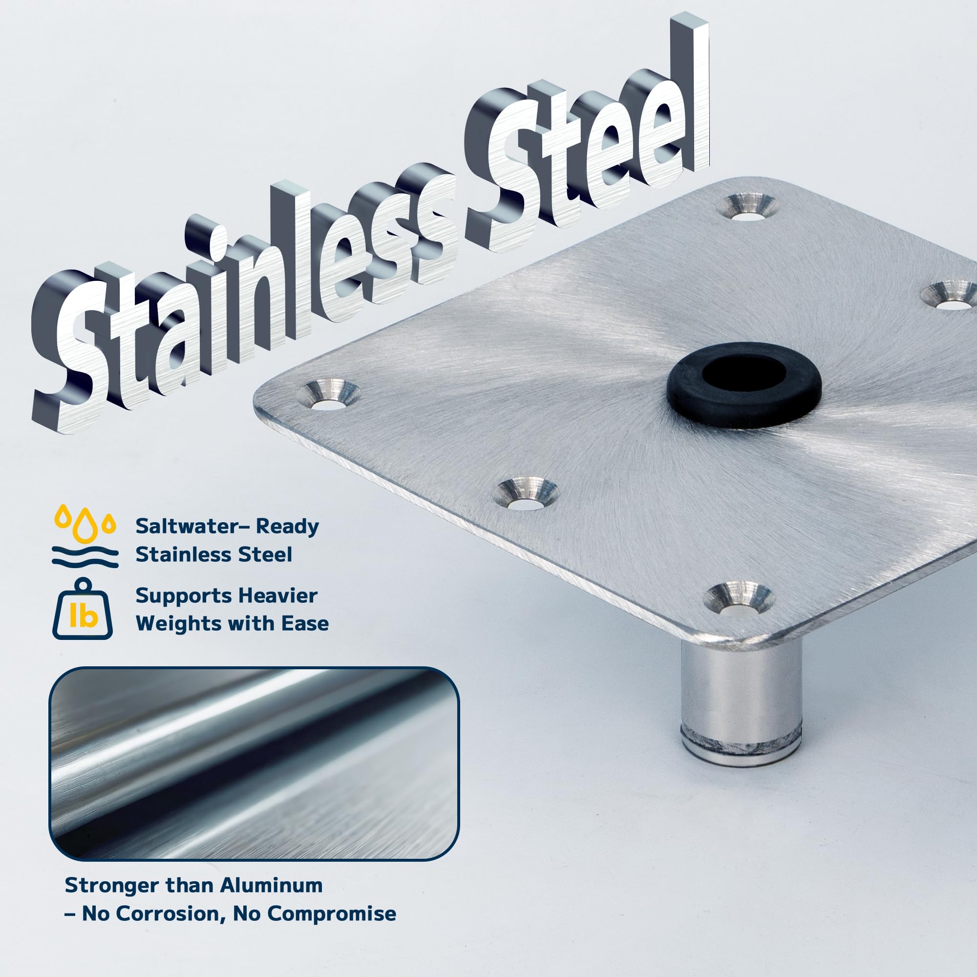marinexplore underside close-up revealing drilled hole pattern and reinforced structure for secure fastening