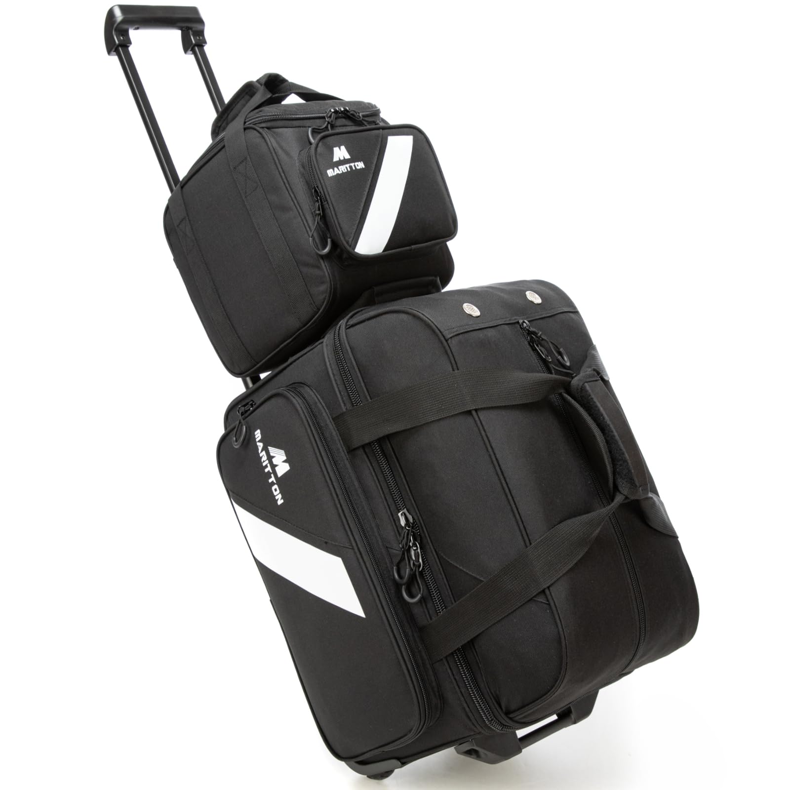 MARITTON front view showing 2-ball roller plus detachable tote, easy three-ball transport