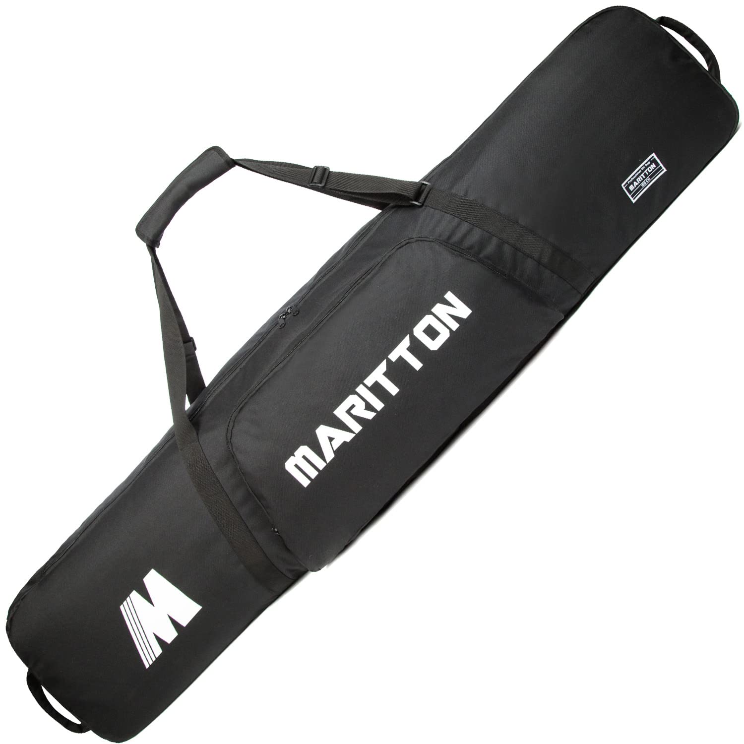 MARITTON front view of packed snowboard bag showing secure protection