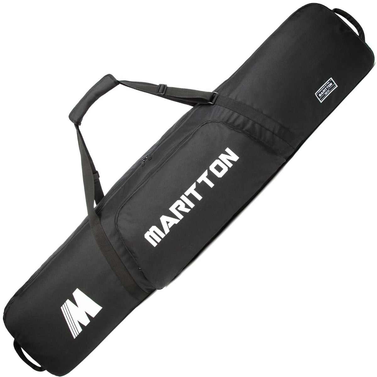 MARITTON front view of packed snowboard bag showing secure protection