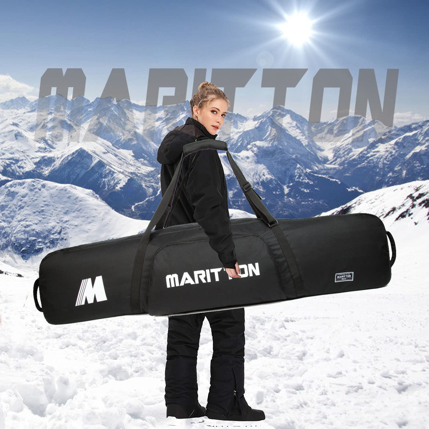 MARITTON bag being wheeled through airport for easy travel handling