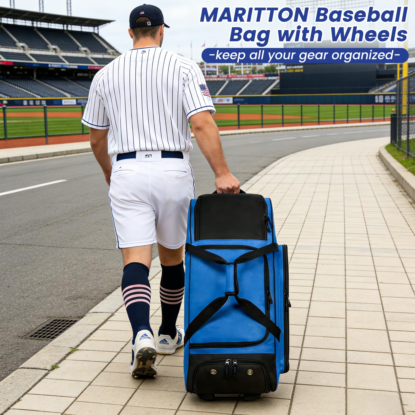 MARITTON bag in a dugout being carried by side handle showing easy lifting and portability