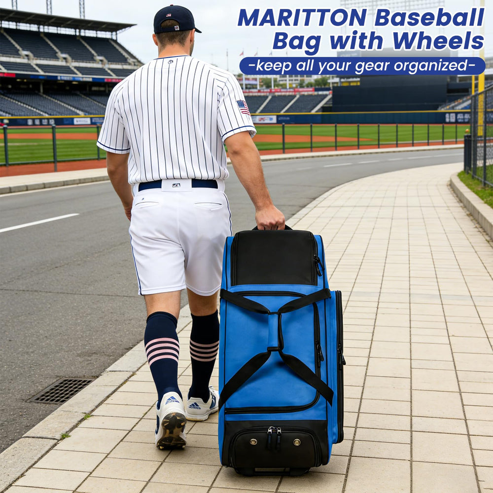 MARITTON bag in a dugout being carried by side handle showing easy lifting and portability