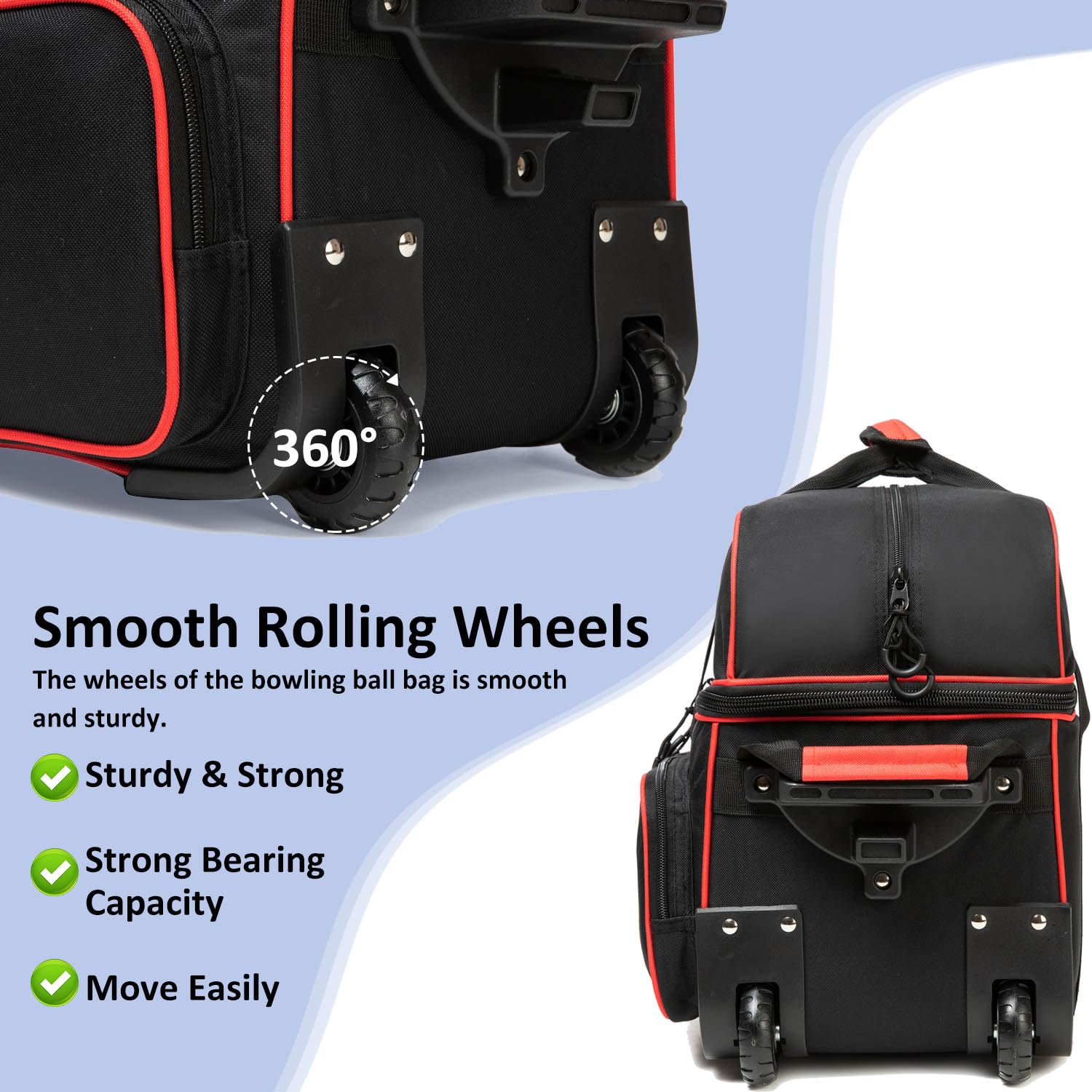 MARITTON main compartment with two balls demonstrating secure, organized carry