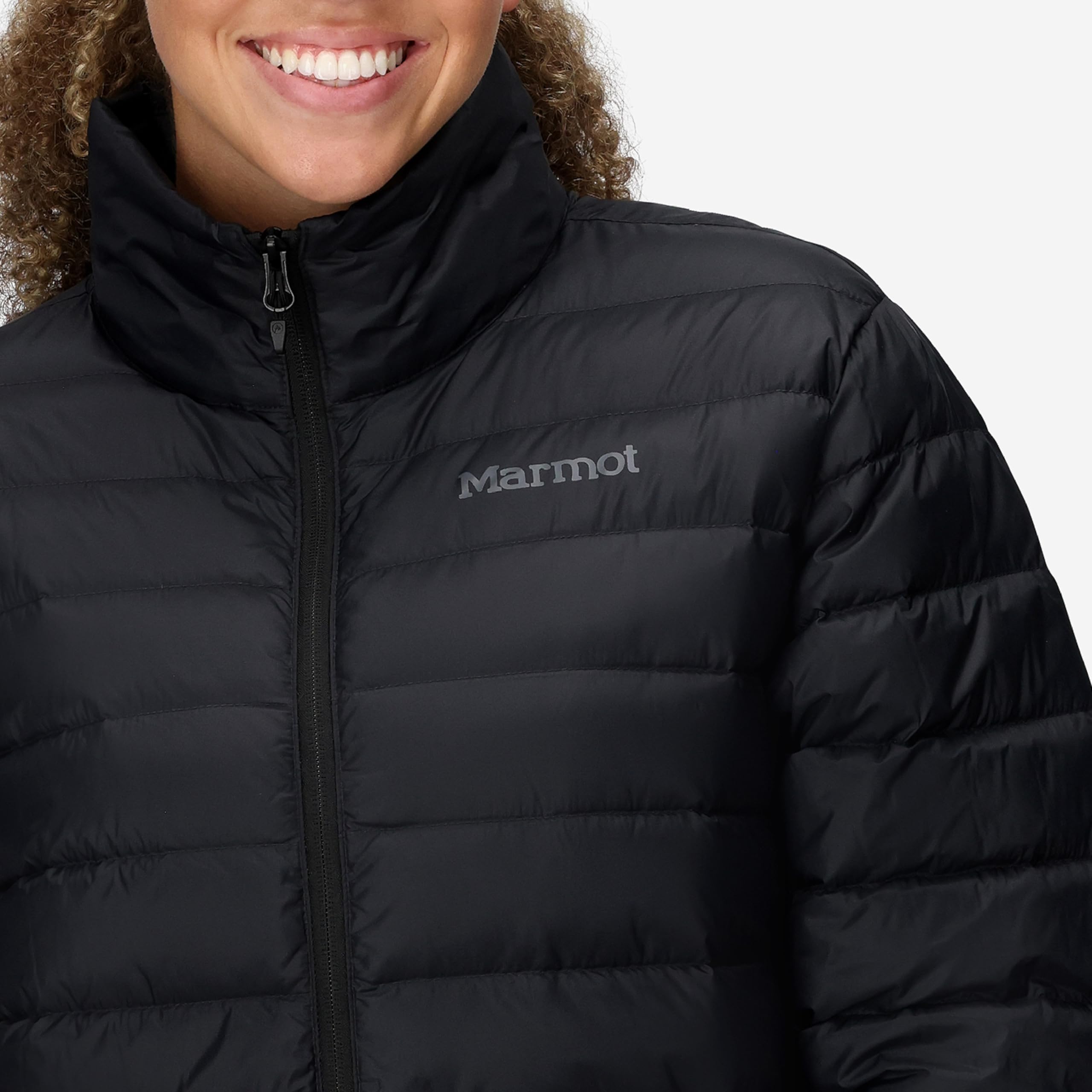 Marmot Jena hood and collar detail showing protection and comfort
