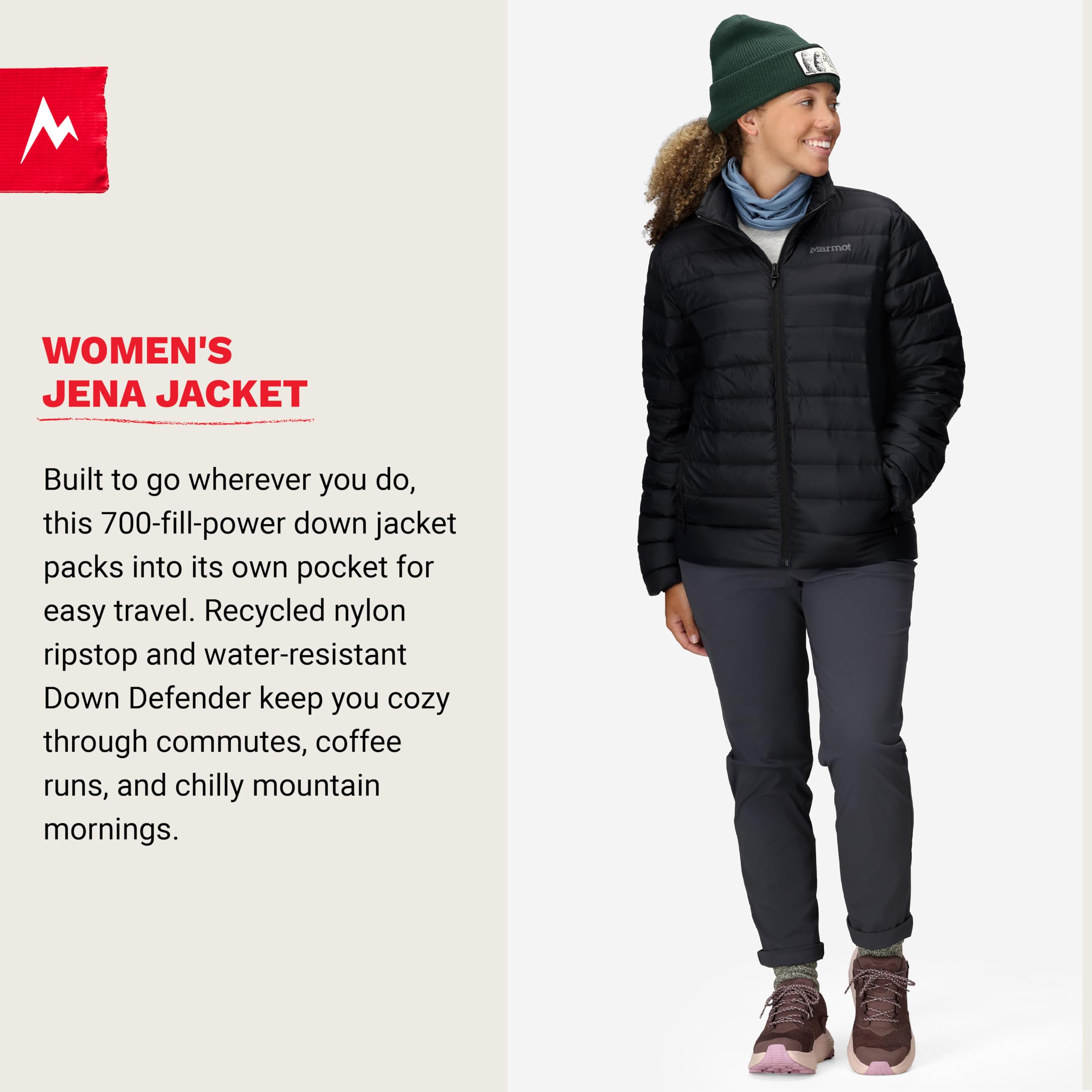 Marmot Jena zippered hand pocket open for secure storage benefit