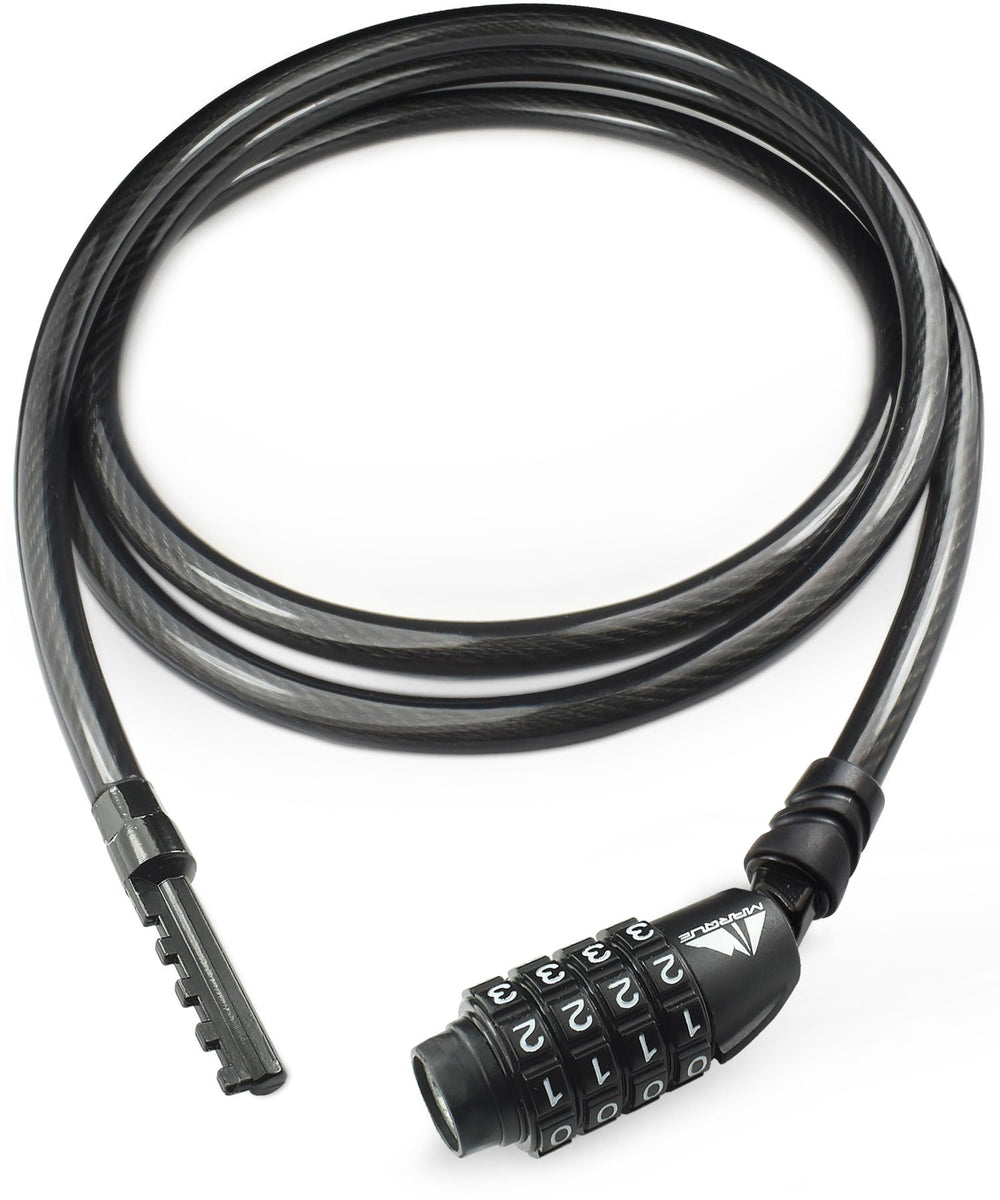 MARQUE front view of locked cable showing secure closure and portability