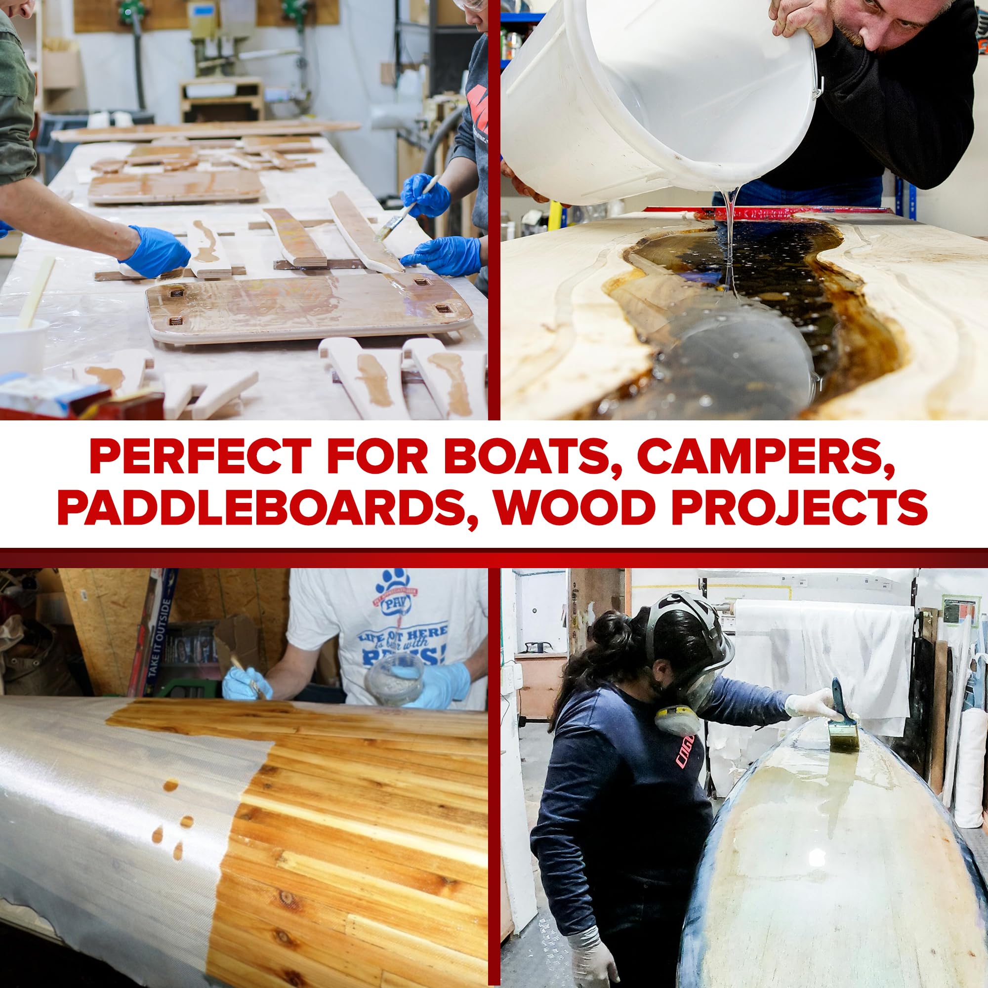 MAS epoxy applied to fiberglass laminate showing strong bonding benefit