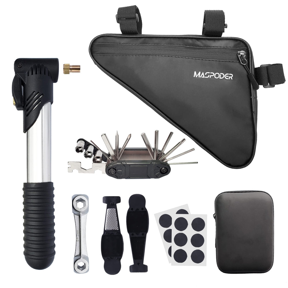 MASPODER frame bag front view showing storage and reflective safety
