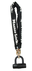 Master Lock chain and mini U-lock front view showing integrated security benefits