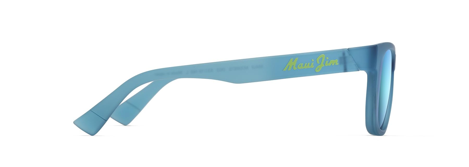 Maui Jim Kaulike temple slash detail highlighting signature branding and secure grip