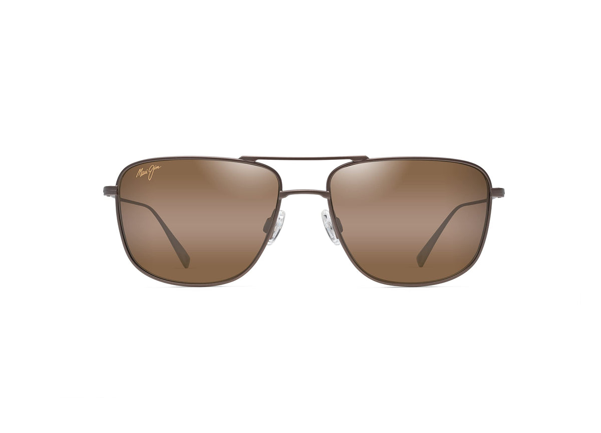 Maui Jim Mikioi front view showing satin sepia frame and balanced styling benefit clarity