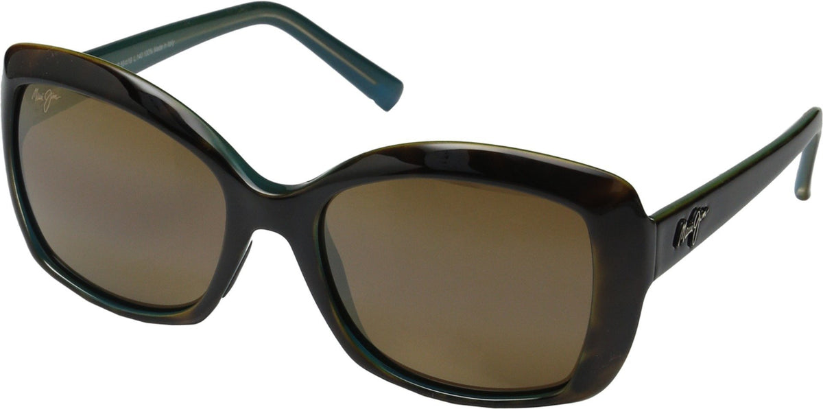 Maui Jim Orchid front view showing tortoise with peacock accents and flattering fit