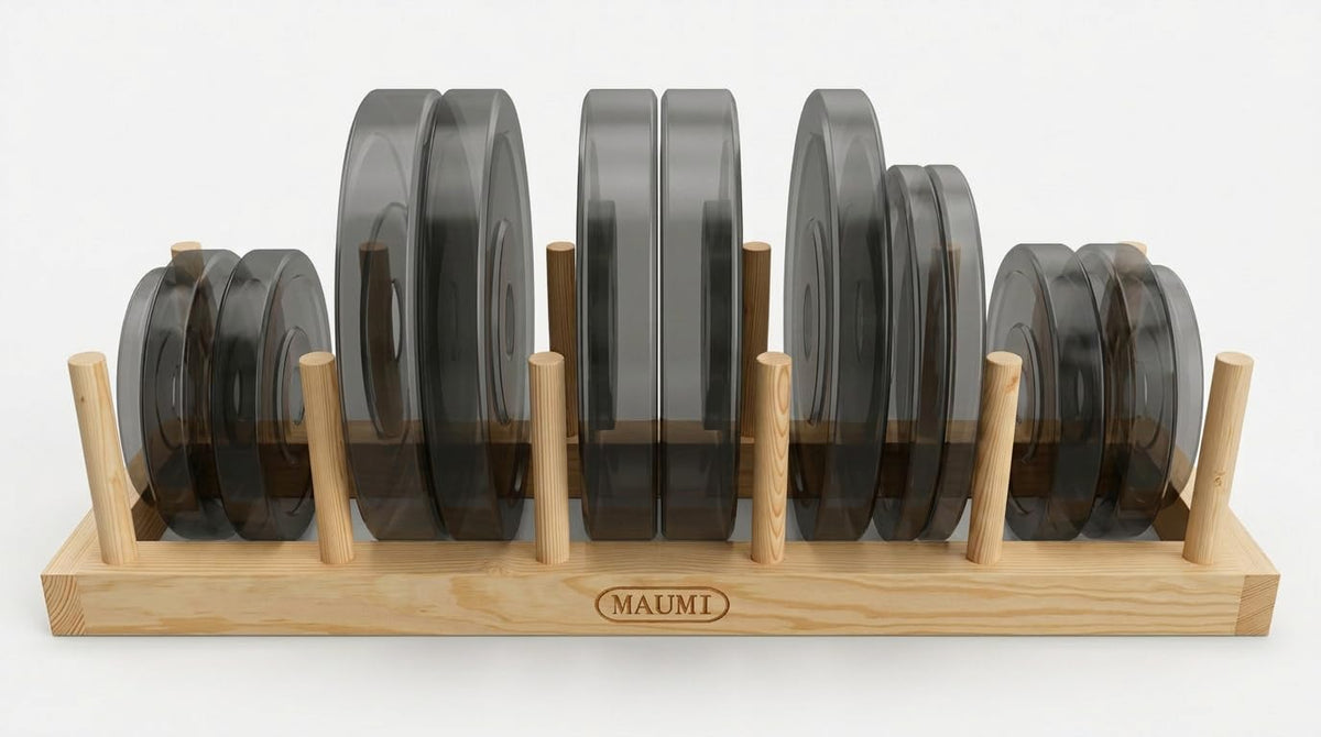 MAUMI front view of wooden rack showing stable storage and neat organization