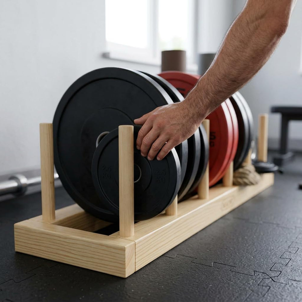 MAUMI placed under squat rack saving space and improving gym flow