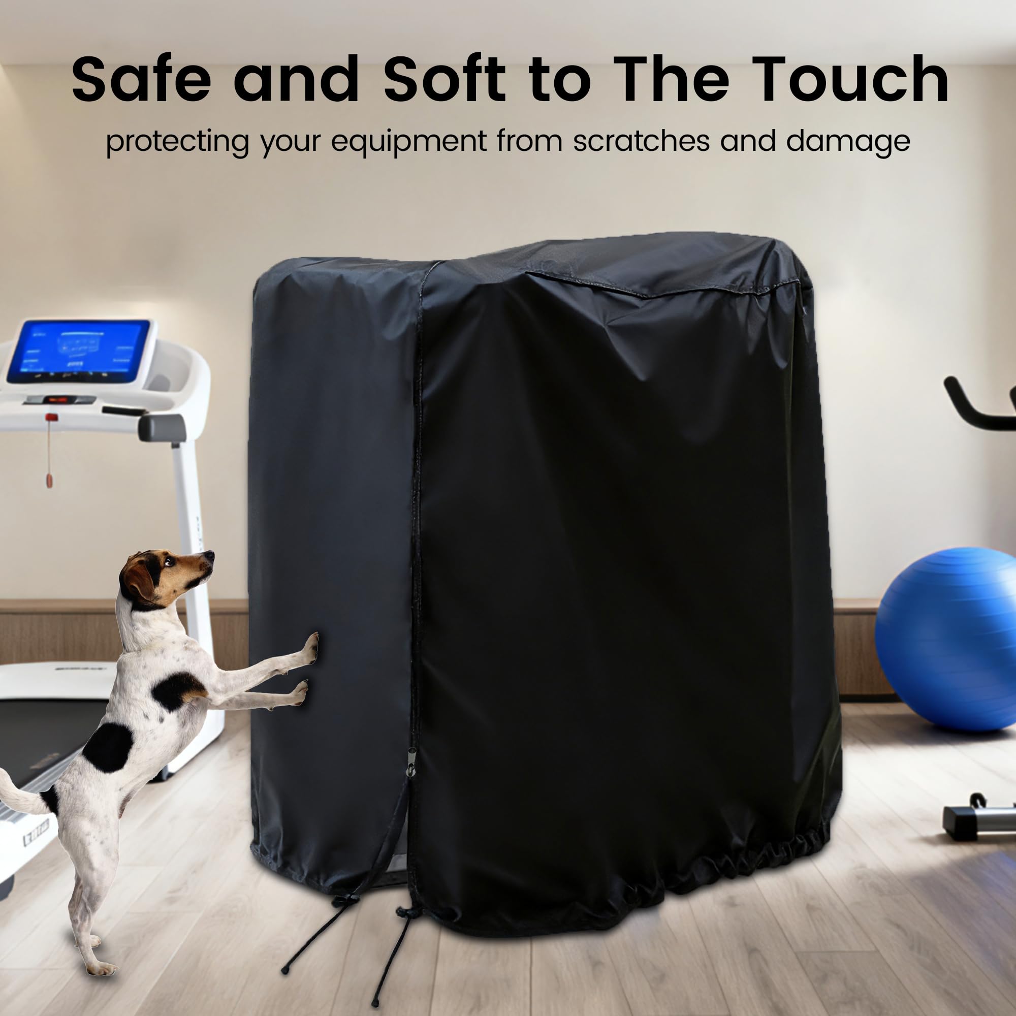 MaWGcowerd covered treadmill in garage protecting from dust and moisture