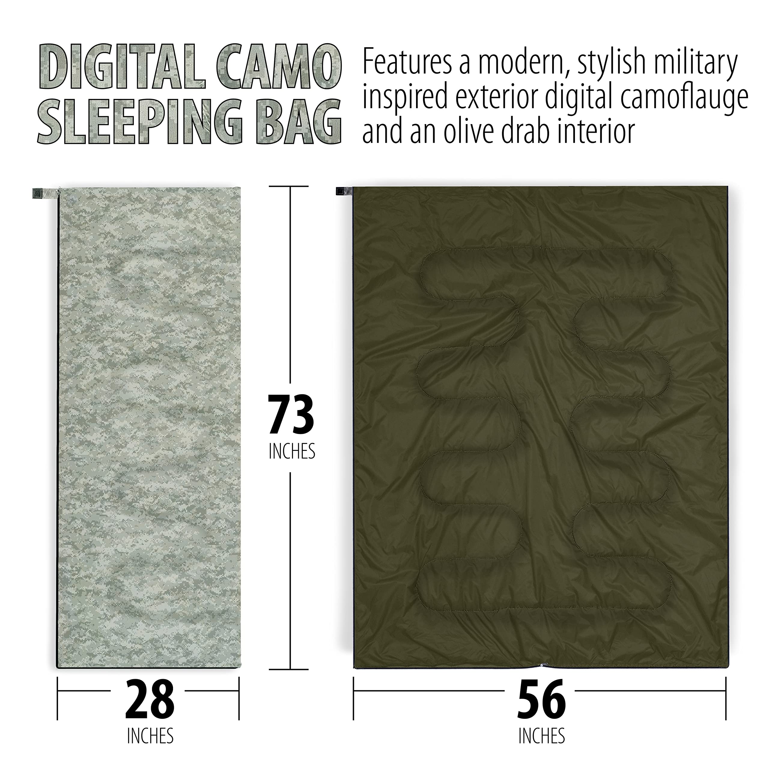 Maxam sleeping bag rolled in drawstring pack highlighting compact carry and travel convenience