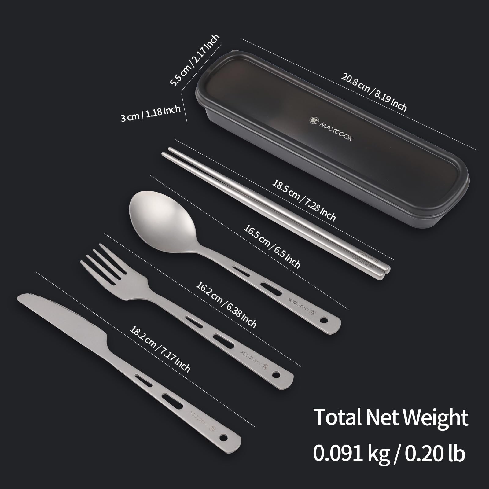 MAXCOOK fork and spoon detail displaying smooth sandblasted finish benefit