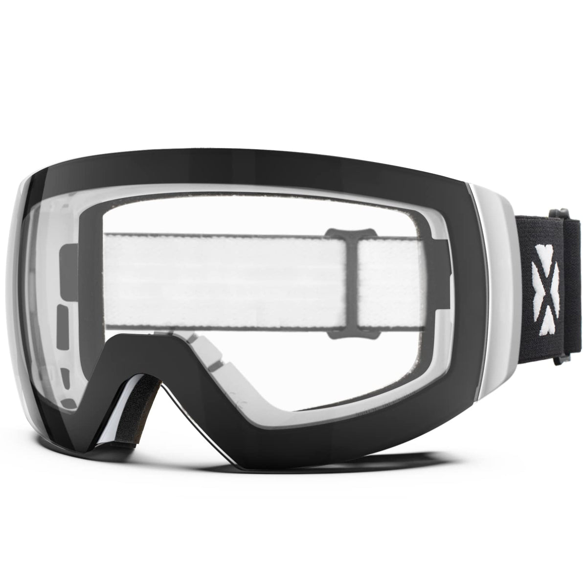 MAXJULI front view white frame and clear lens showing full field of view and protection