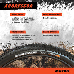 Maxxis Aggressor EXO sidewall detail, protects against cuts and abrasions