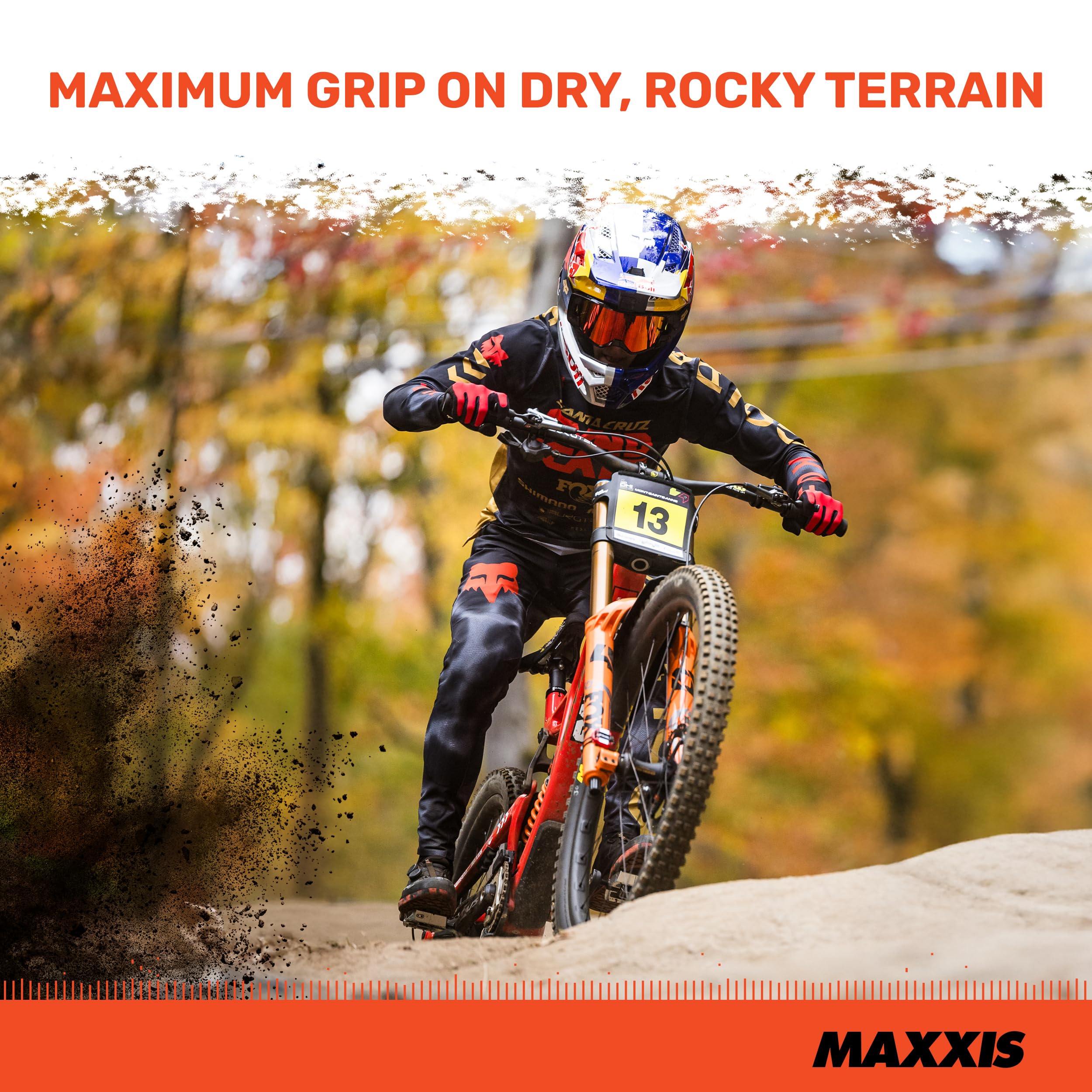 Maxxis Aggressor on trail action shot, showcases confident high-speed control