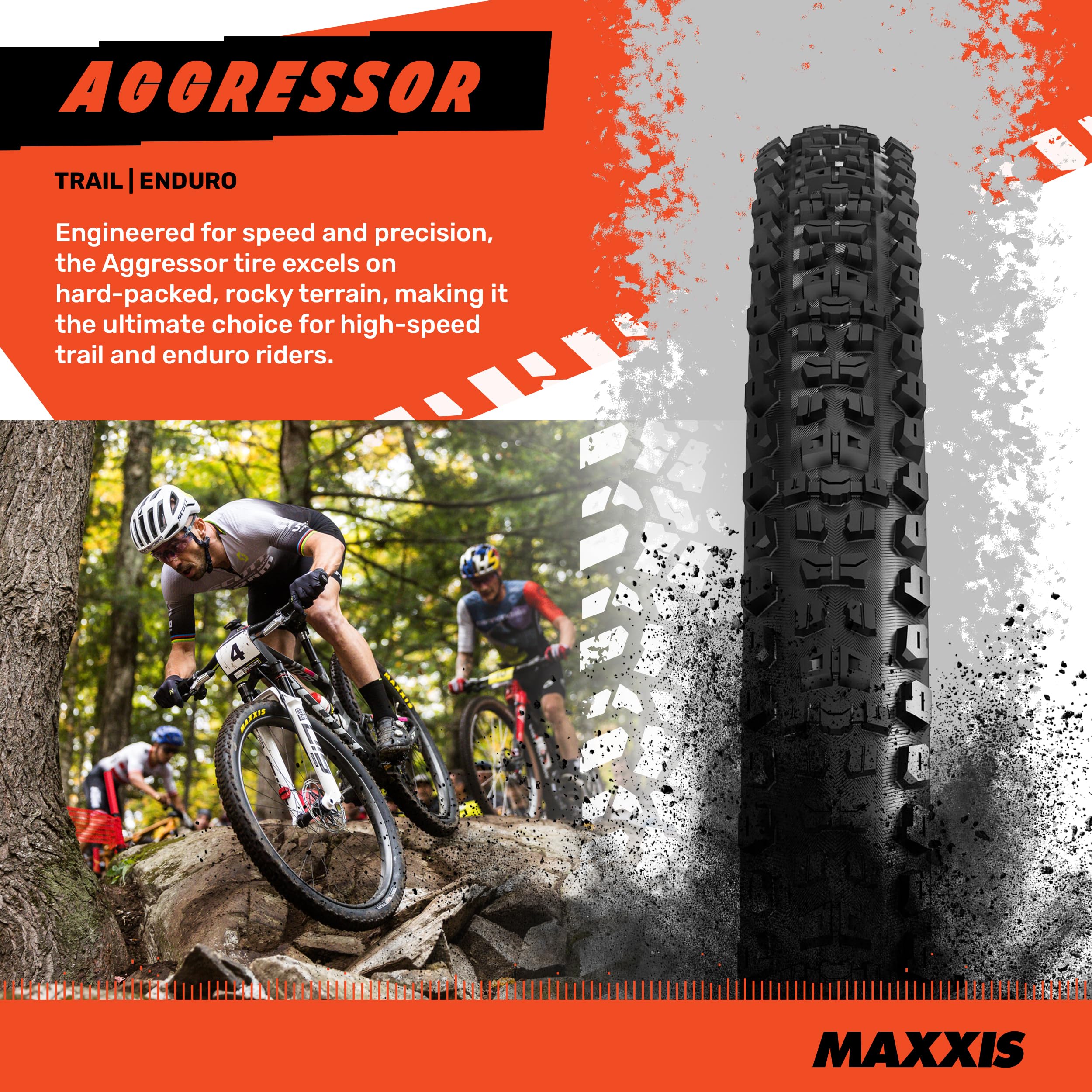 Maxxis Aggressor close-up of dual compound tread delivering balanced grip