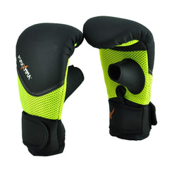 MaxxMMA front view neon yellow glove showing bright visibility and fit