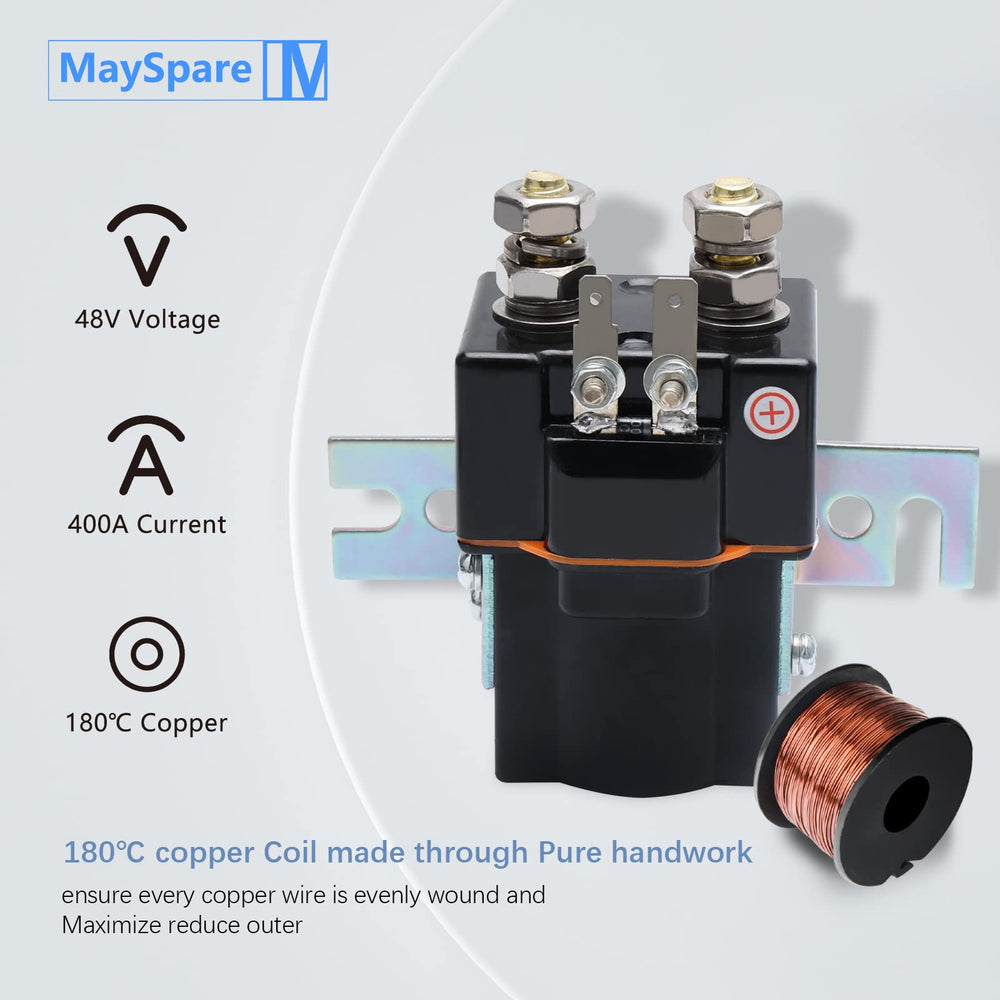 MaySpare solenoid mounted in Club Car under-seat compartment demonstrating fitment
