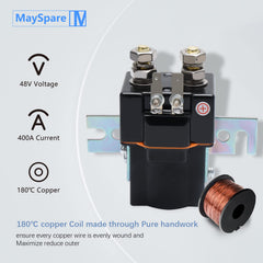 MaySpare solenoid mounted in Club Car under-seat compartment demonstrating fitment