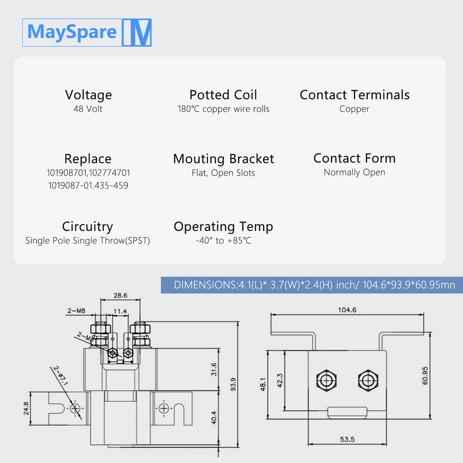 MaySpare terminal detail close-up highlighting heavy copper terminals for reliability