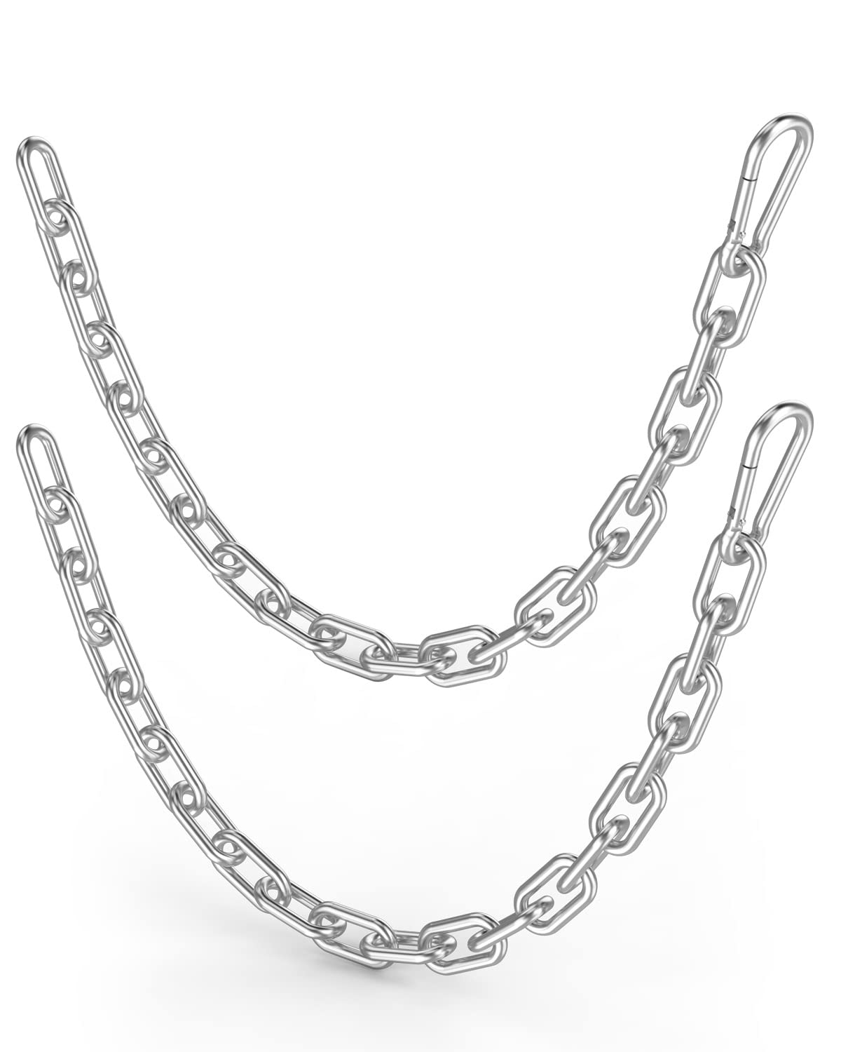 Mbotnee front view of 23in chain set showing snap hooks and packaging benefits