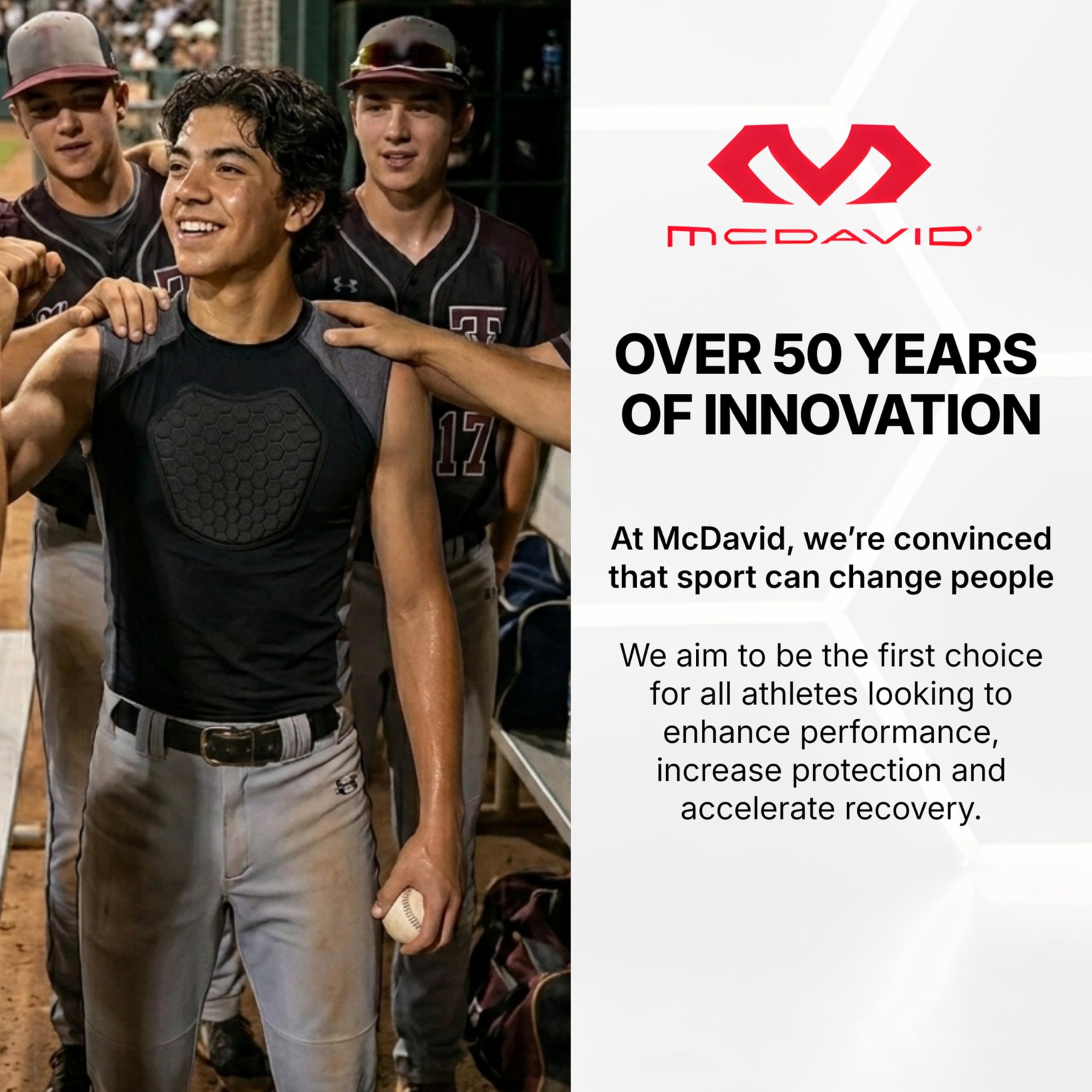McDavid shirt worn under jersey demonstrating low-profile protection benefit