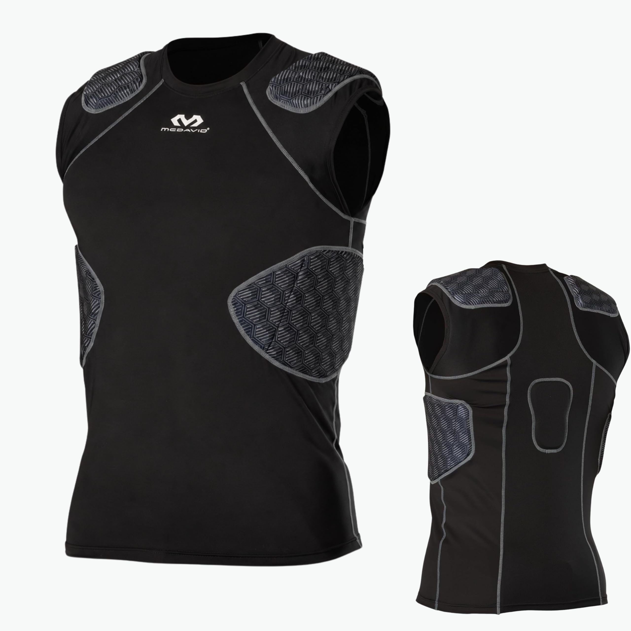 McDavid Rival front view showing slim fit and chest protection for confidence