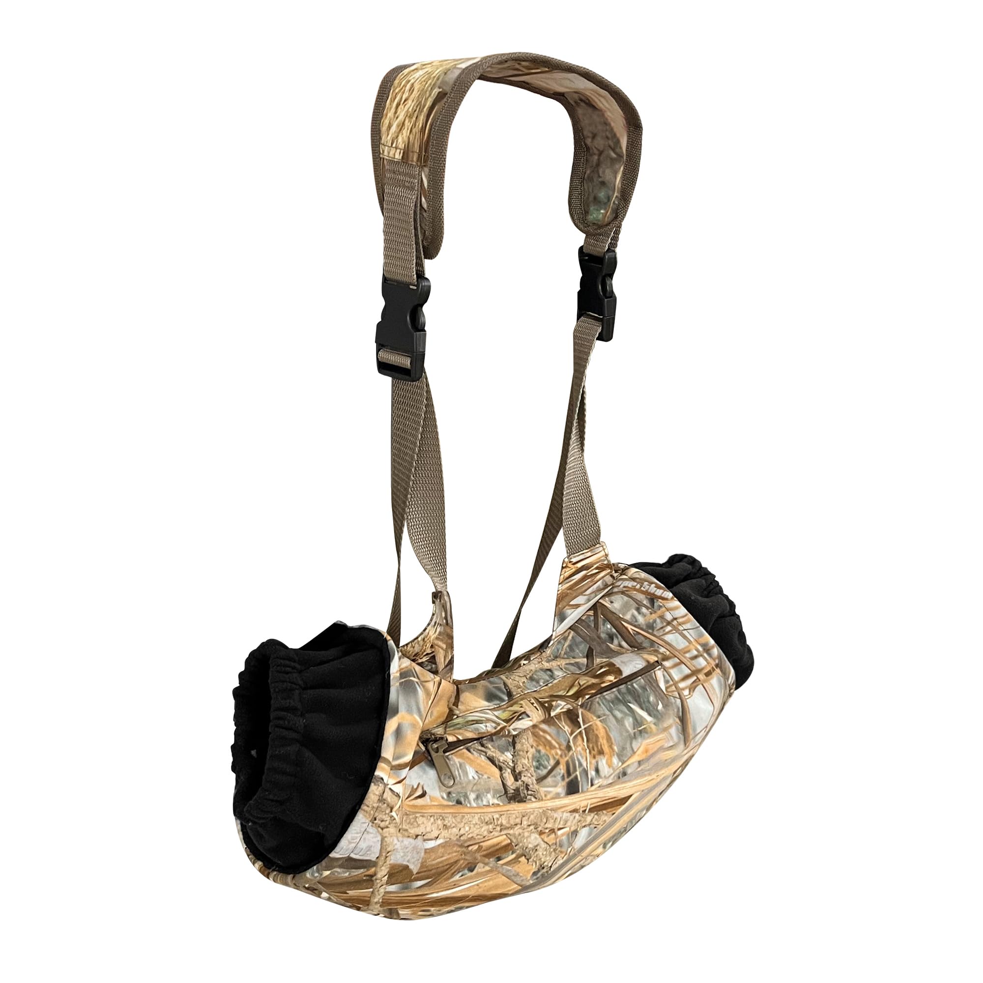 MDSTOP muff packed inside a backpack showing portability and space-saving benefit