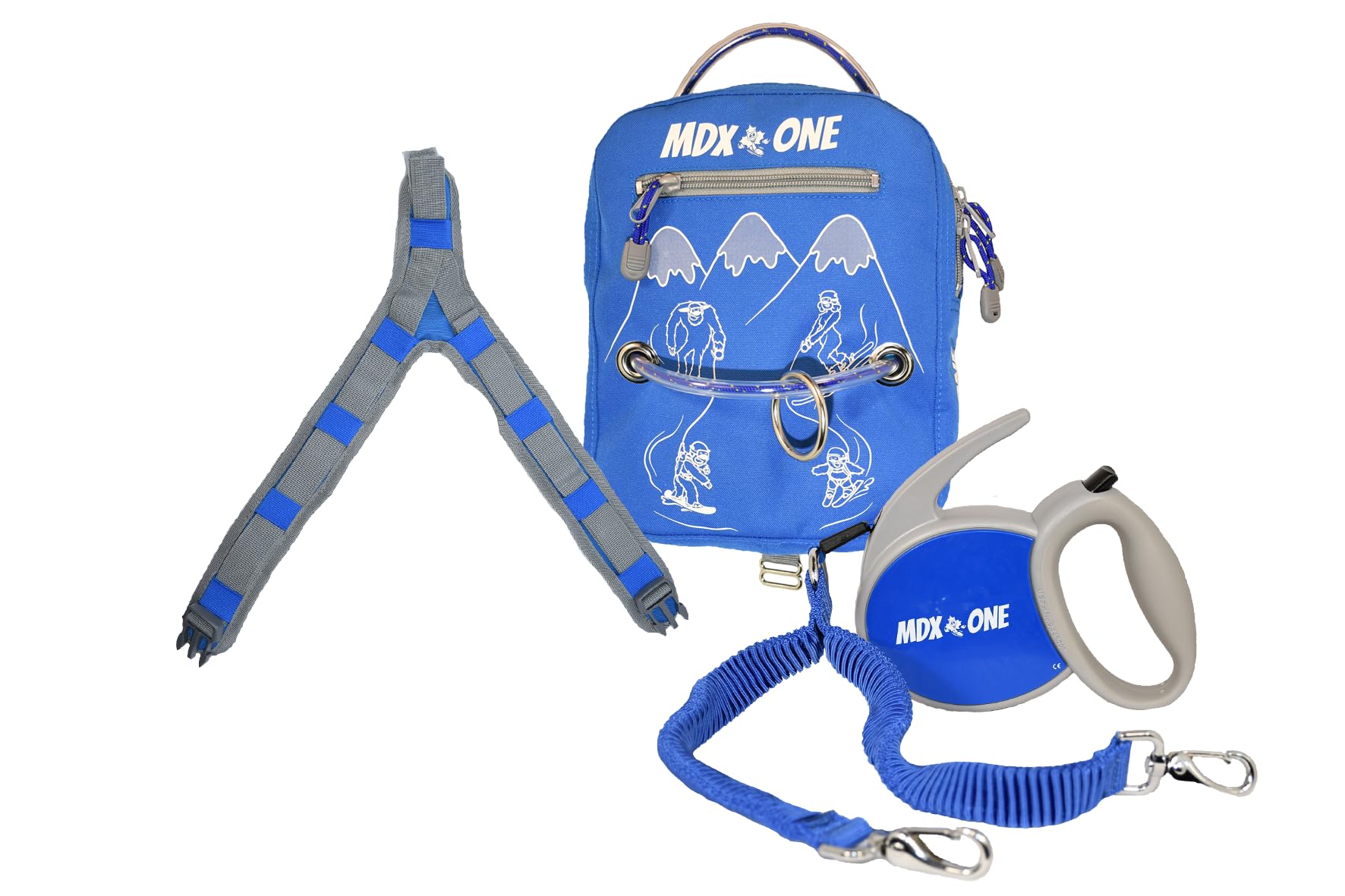 MDXONE backpack pockets open demonstrating on-slope storage convenience