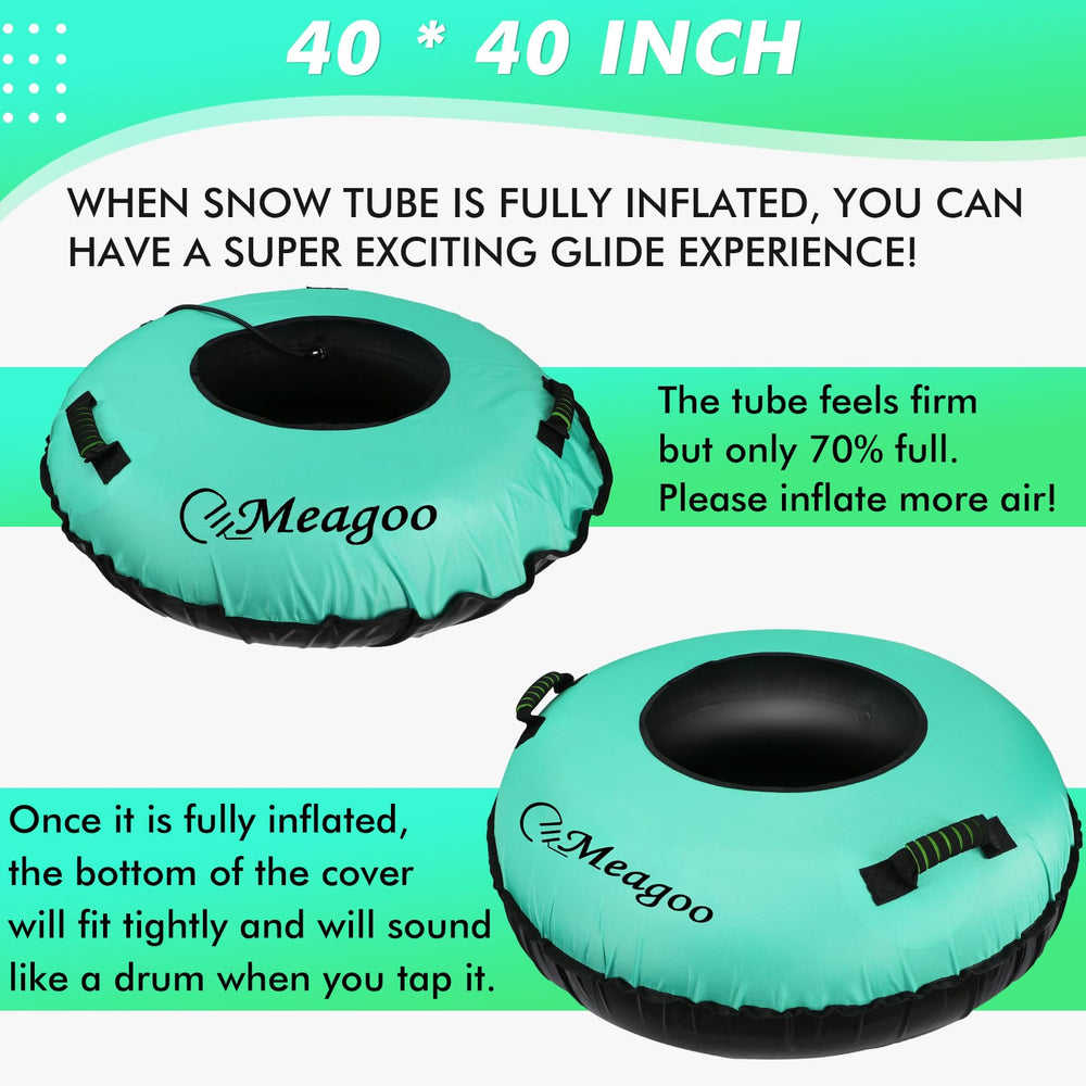 Meagoo side profile inflated showing scale and stable ride for families