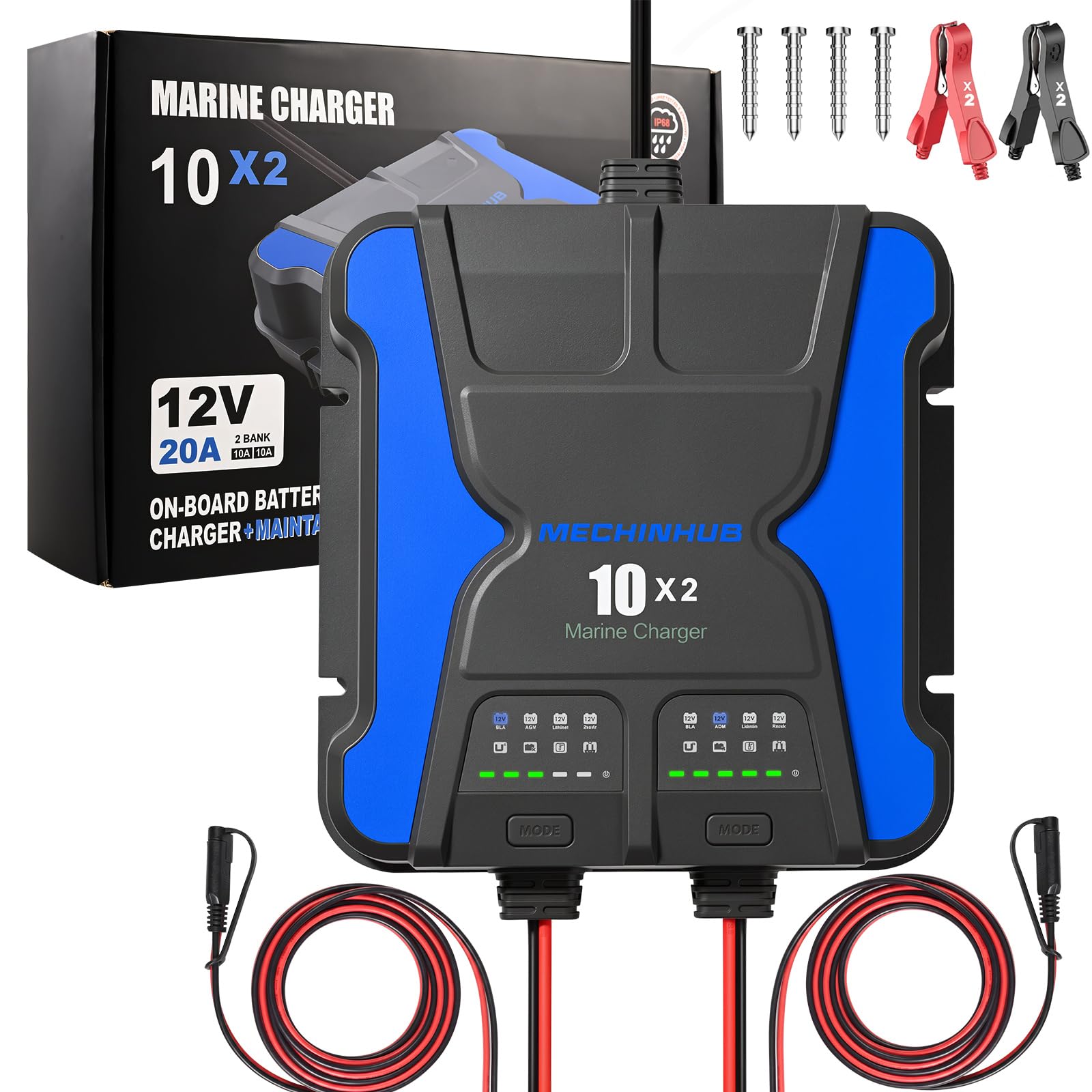 MECHINHUB front panel with indicator lights showing charge states and clear status