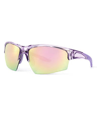 Meeloog front view purple frame showing sporty coverage and style benefit