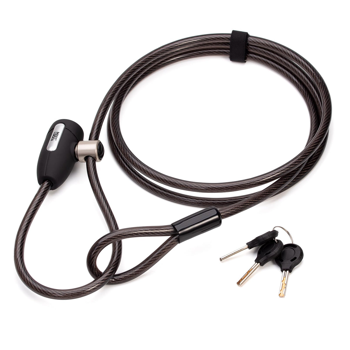 MEETLOCKS front view of cable lock showing compact design and portability