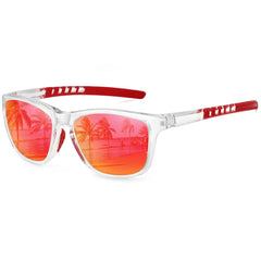 MEETSUN front view transparent frame with red mirror lens showing sporty look and protection
