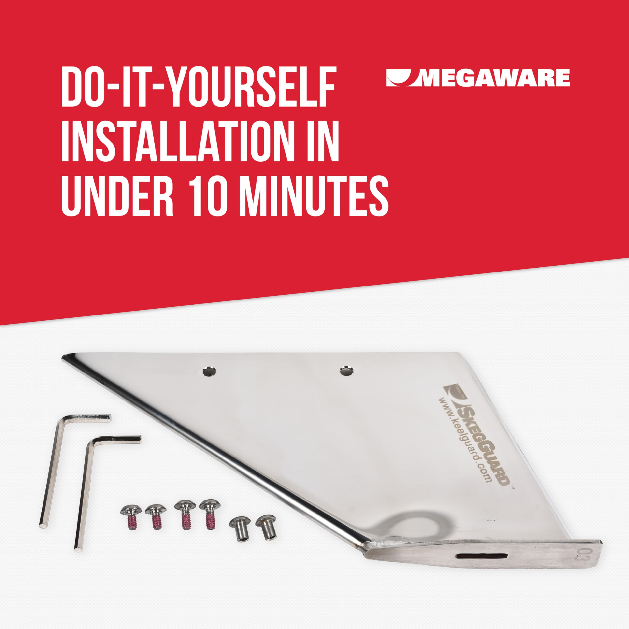 MEGAWARE KEELGUARD packaging and hardware showing included mounting parts