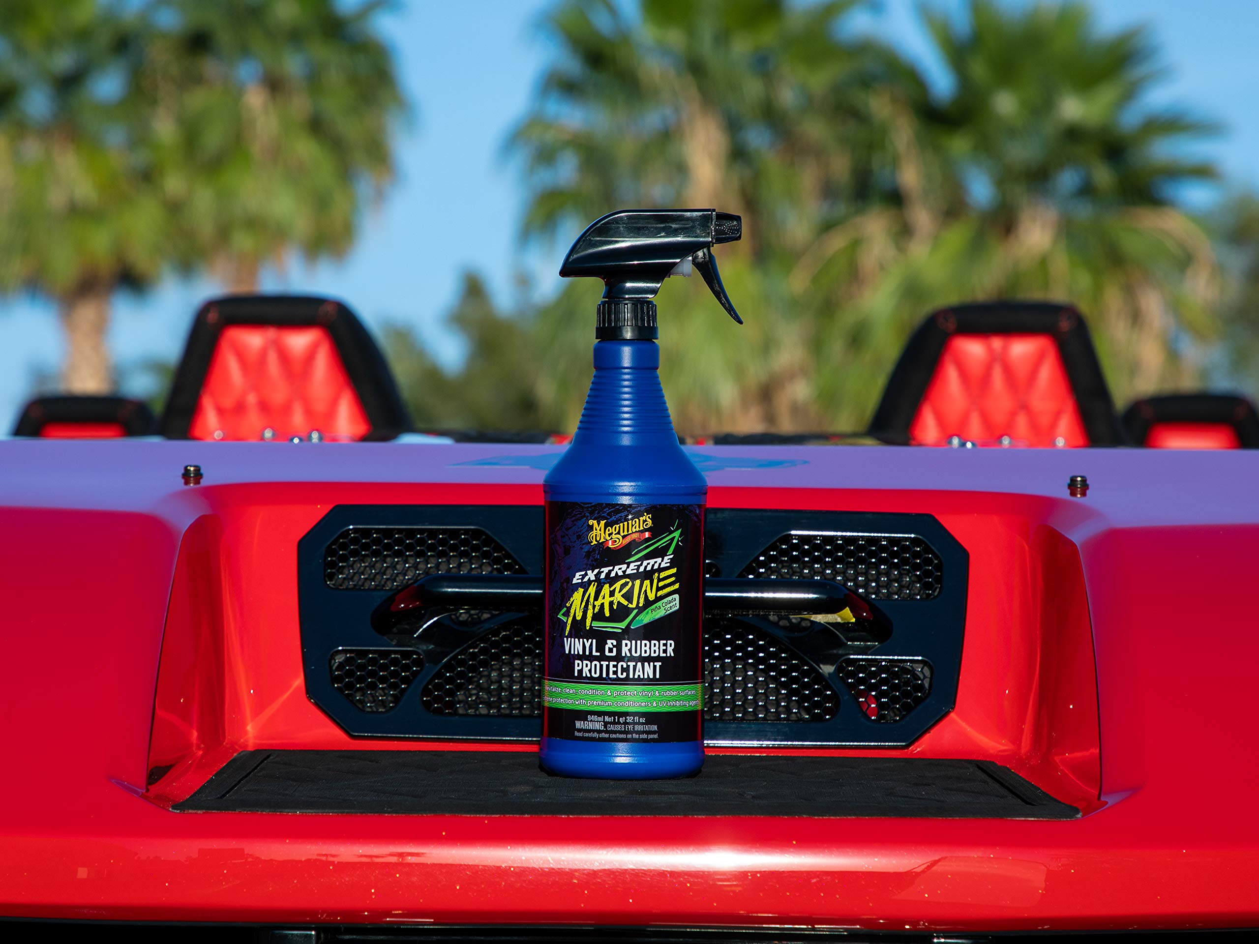 Meguiar's close-up of vinyl texture highlighting restored shine and UV care