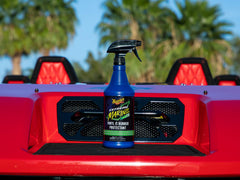 Meguiar's close-up of vinyl texture highlighting restored shine and UV care