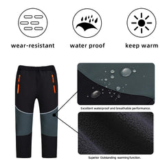 MEILONGER child wearing pants in snow demonstrating mobility and dryness