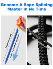 Mellbree fid and pusher being used to splice a braided dock line efficiently