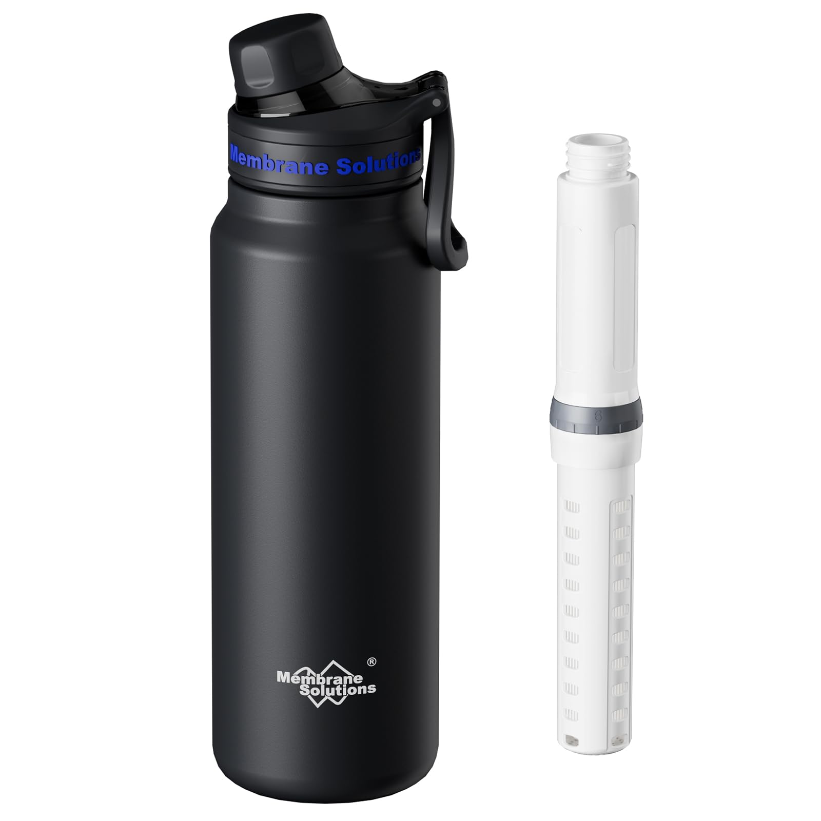Membrane Solutions C3 front view showing bottle shape and branding, durable hydration